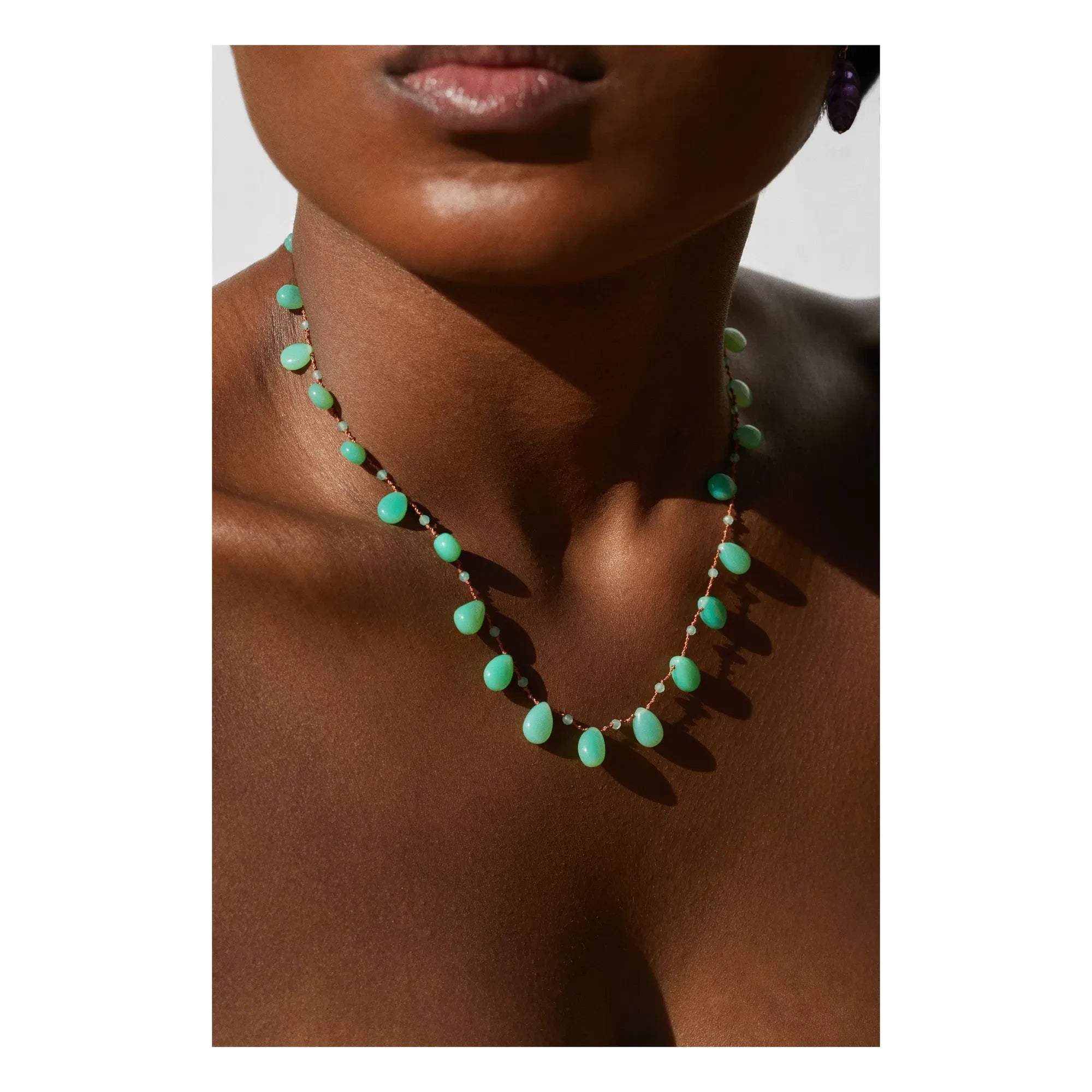 Ivarene - Evergreen Drop and Bead Necklace | Chrysoprase