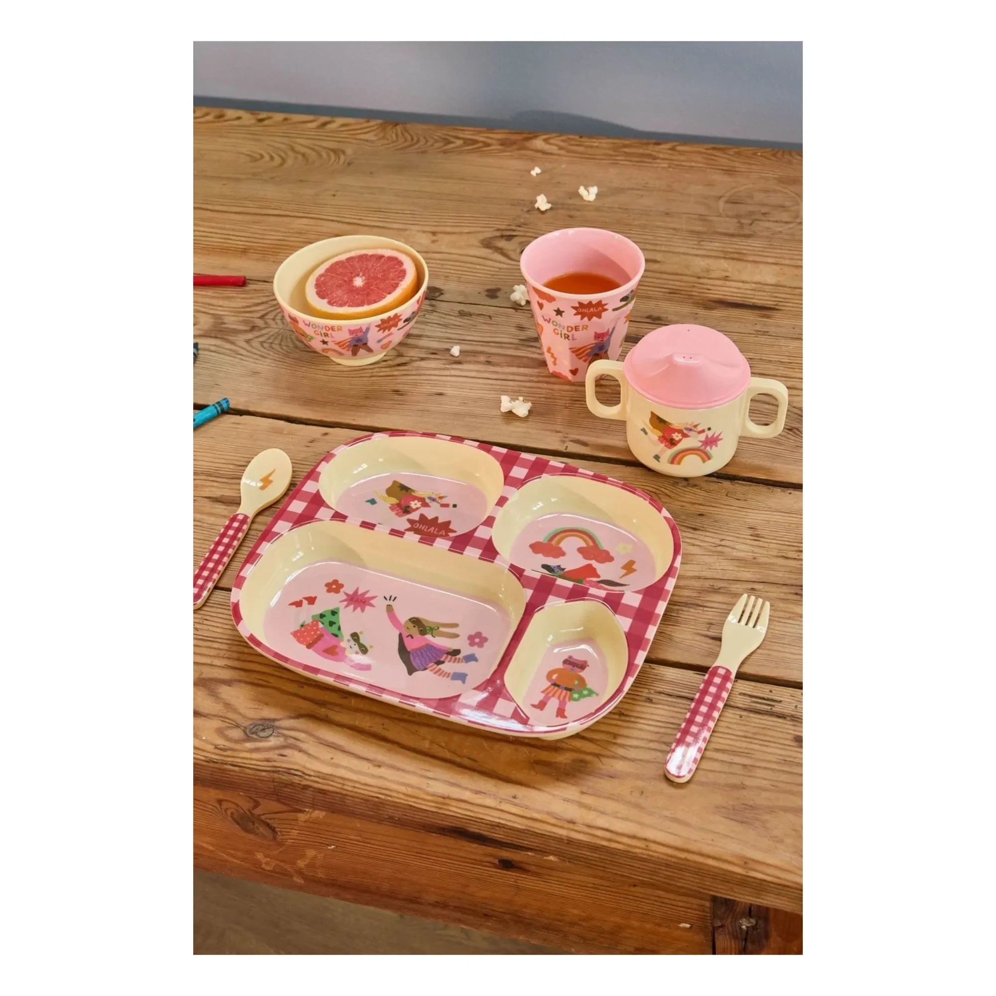 Rice - Compartmentalized Melamine Plate | Pink
