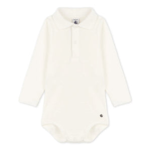 Petit Bateau - Ceddy Organic Cotton Polo Neck Baby Bodysuit | White