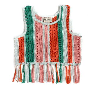 Kalinka - Etna Crochet Fringed Top | Green