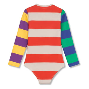 Wynken - Striped Long Sleeve Swimsuit Made from Recycled Fibers | Off-White
