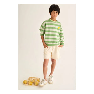 Cozmo - Dan Lemon Striped Sweatshirt | Meadow Green