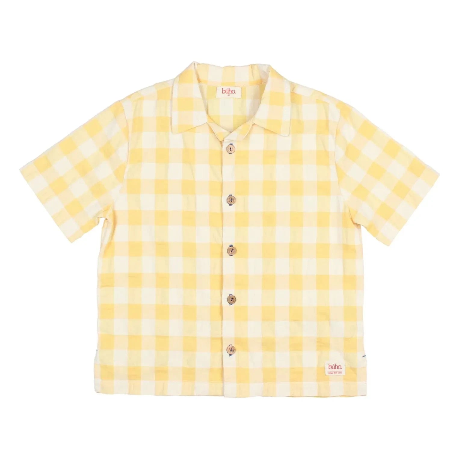 Búho - Gingham Seersucker Organic Cotton Shirt | Yellow