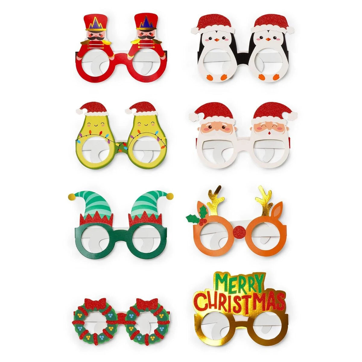 Legami - Set of 8 Christmas Paper Eyeglasses