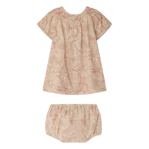 Bonpoint - Lucia Fleurie Organic Cotton Gathered Dress | Pale Pink