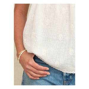 M.A.B.E. - Livie Embroidered Cotton Tank Top | Off White