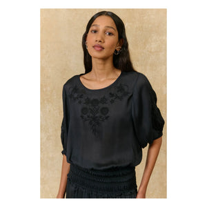 Louise Misha - Chayana Cotton Blouse | Black