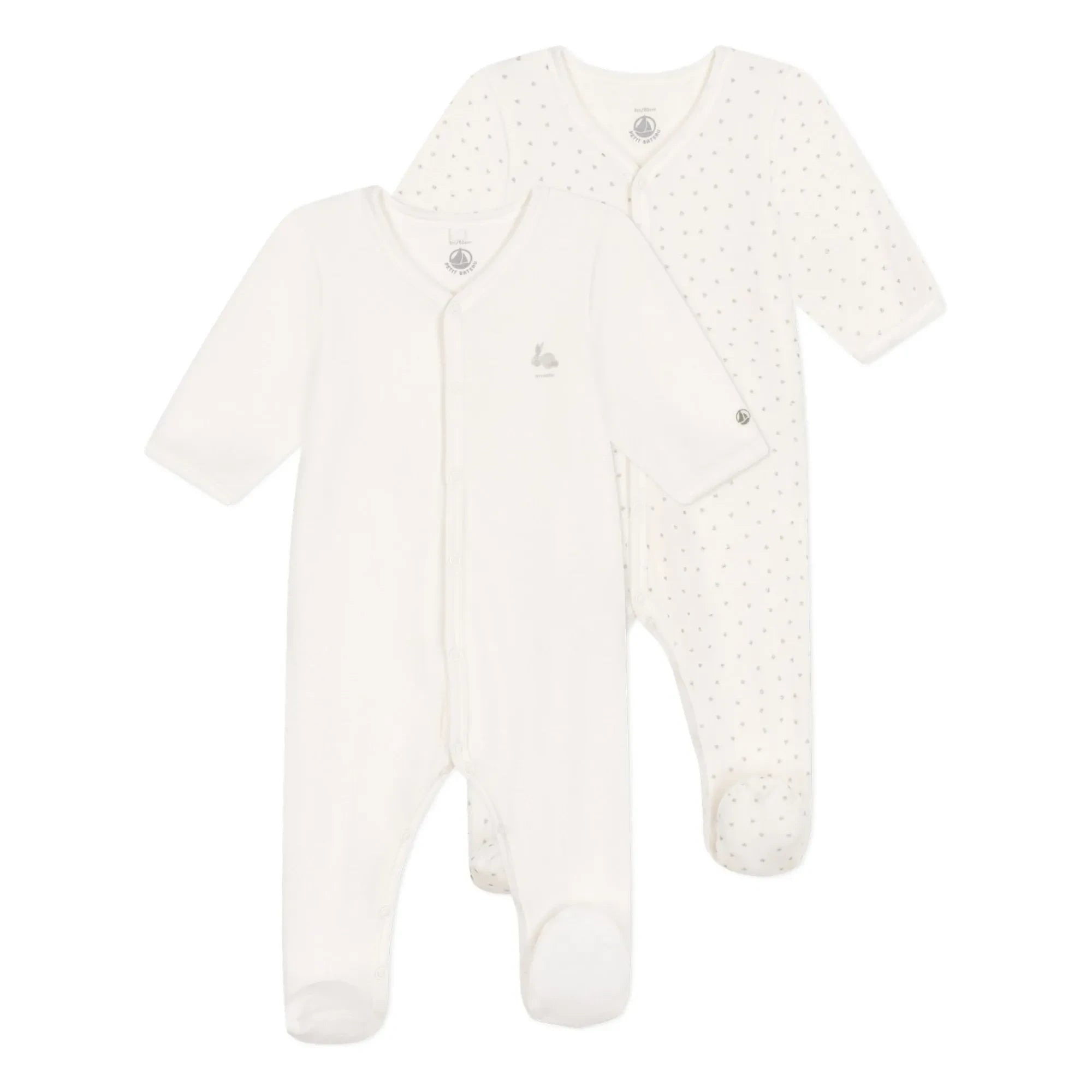 Petit Bateau - 2-Pack Velour Pajama Set | White