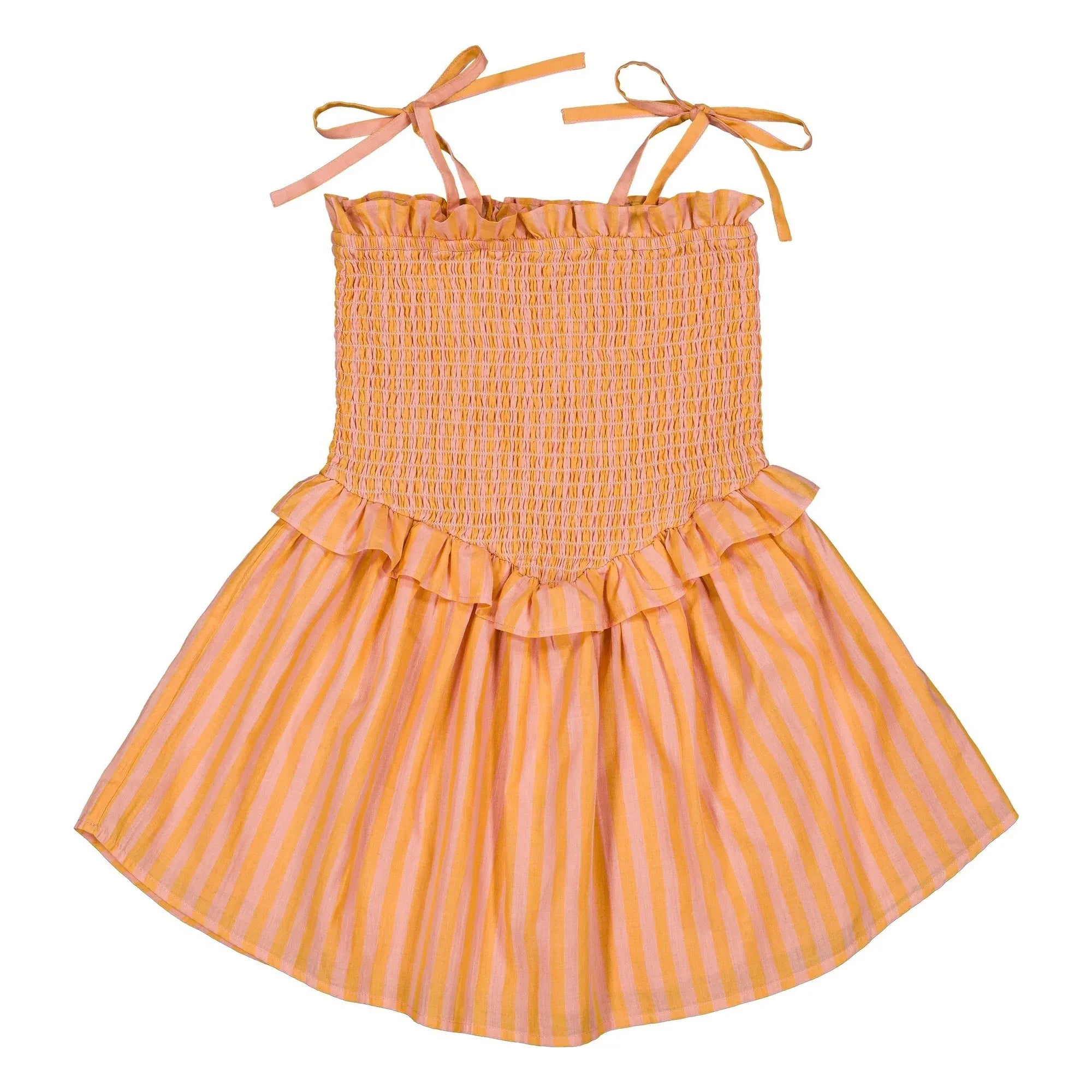 Louis Louise - Striped Eden Drawstring Dress | Orange