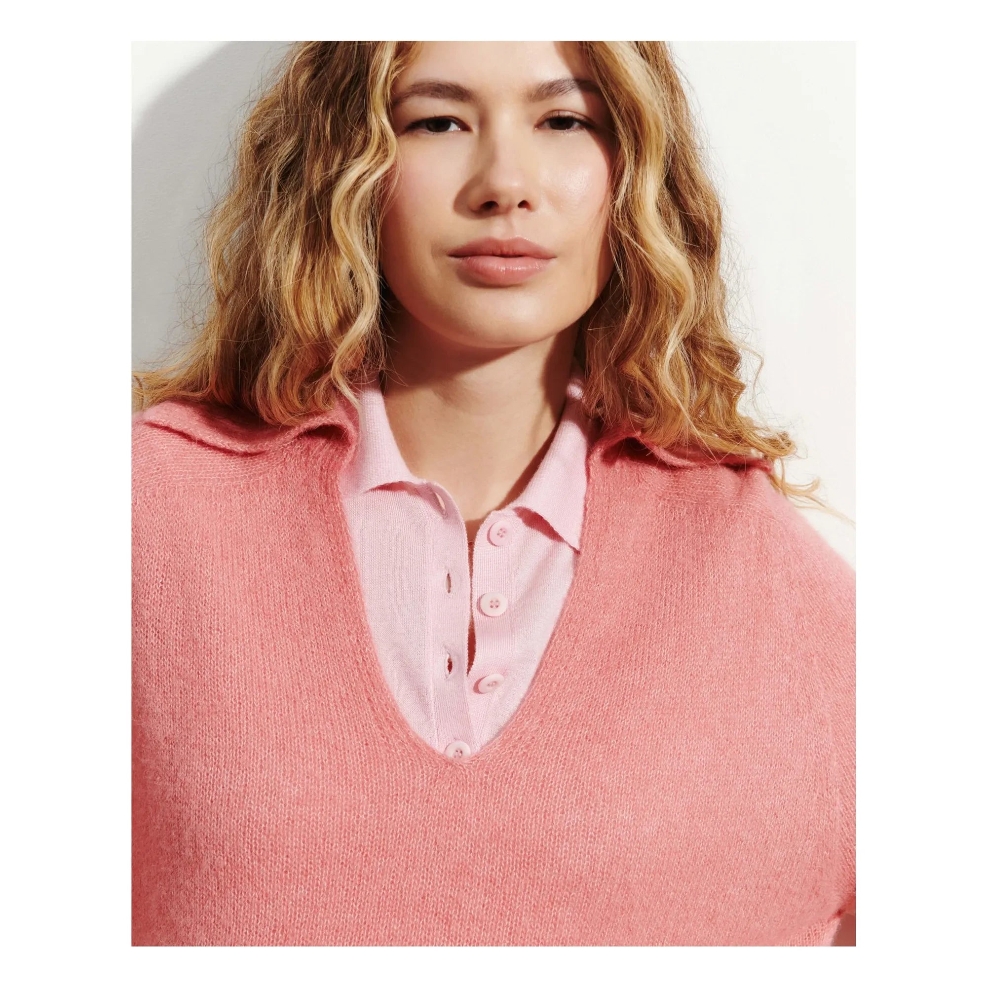 Bompard - Alpaca and Silk Cashmere Polo T-Shirt | Powder Pink