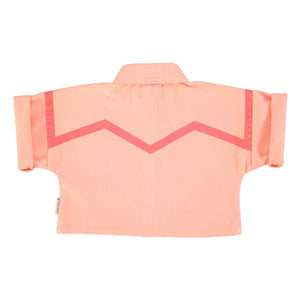 Piupiuchick - Geometric Twill Short-Sleeve Jacket | Coral