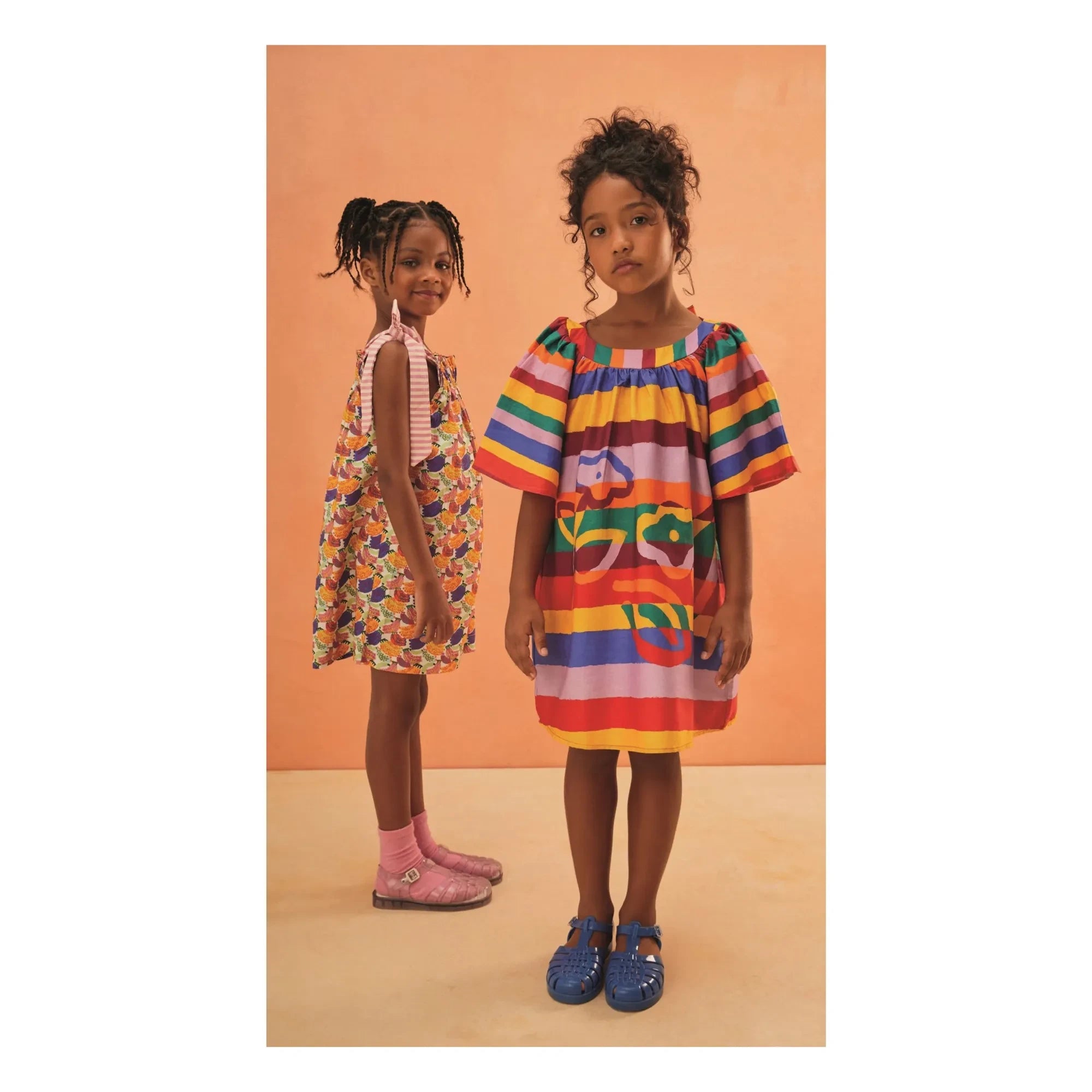 Fabula - Striped Floral Short-Sleeve Dress | Yellow