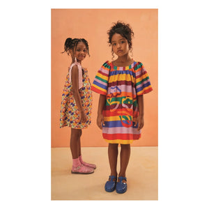 Fabula - Striped Floral Short-Sleeve Dress | Yellow