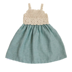 Kalinka - Elvina Crochet Knit Linen Dress | Light Blue