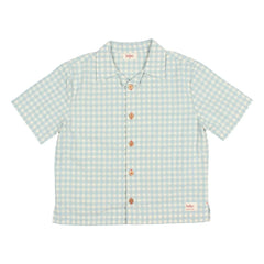 Búho - Aqua Gingham Seersucker Organic Cotton Shirt