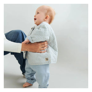 Wheat - Saxo Striped Organic Cotton Quilted Jacket | Light Blue