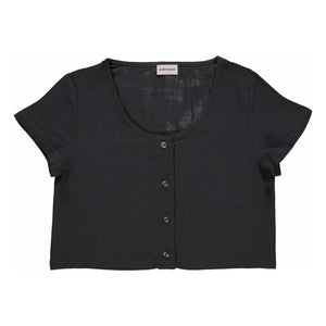 Poudre Organic - Freesia Double Layer Cotton Gauze Blouse - Women's Collection | Black