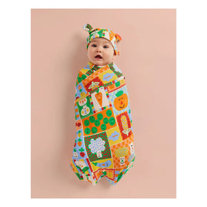 Halcyon Nights - Organic Cotton Vegetable Swaddle Diaper | Orange