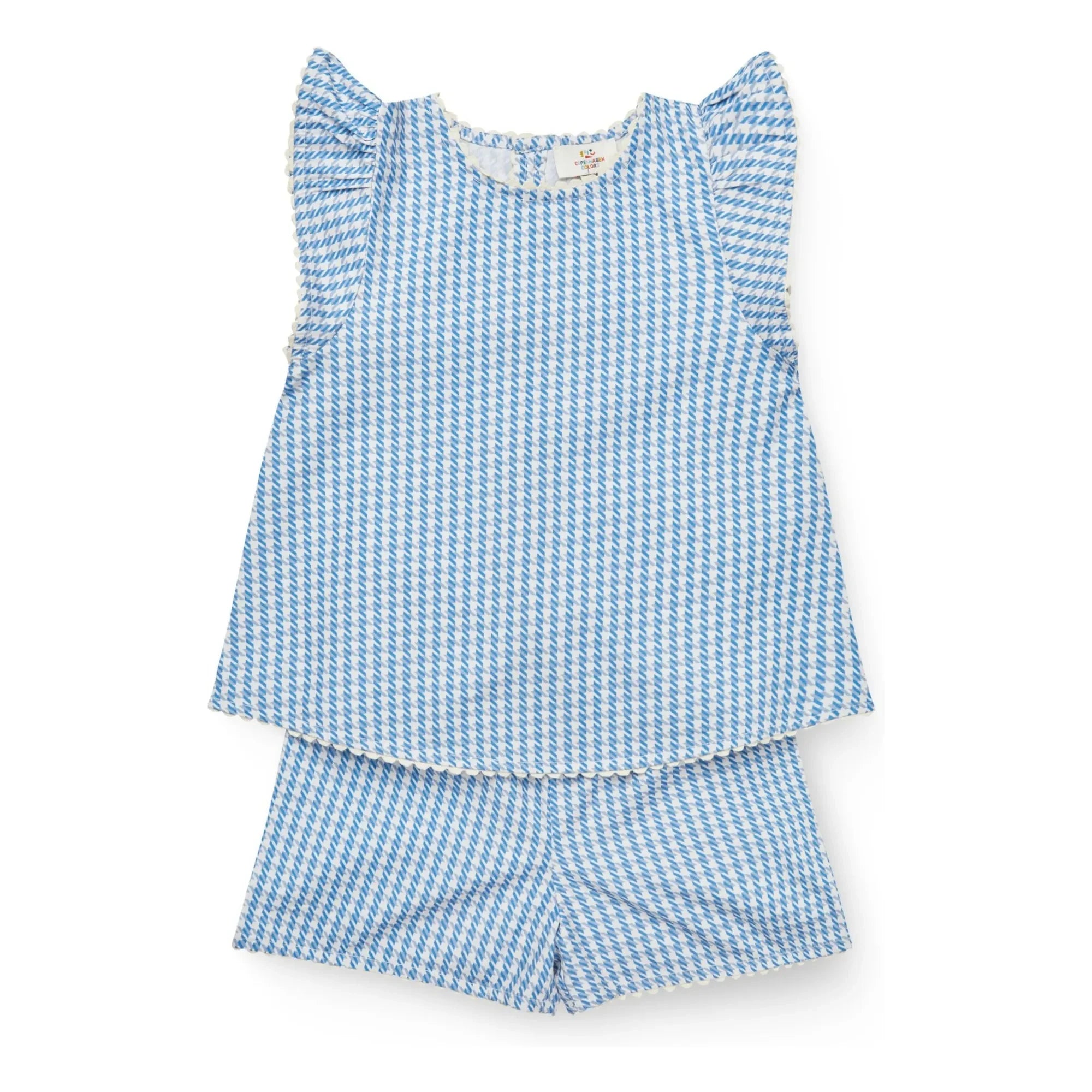 Copenhagen Colors - Houndstooth Organic Cotton Top and Shorts Set | Blue