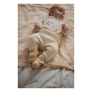 Gentil Coquelicot - Knitted Slippers and Embroidered Pouch | Nude
