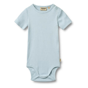 Wheat - Timo Ribbed Organic Cotton Bodysuit | Light Blue