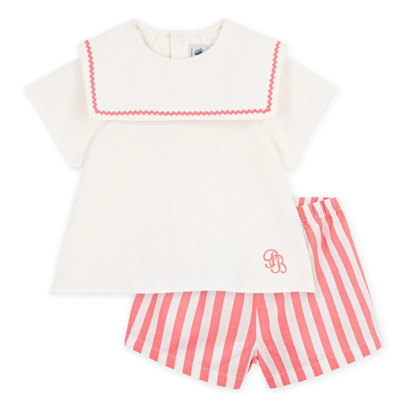 Petit Bateau - Light Blue Linen Collared Pajama Shorts | Coral