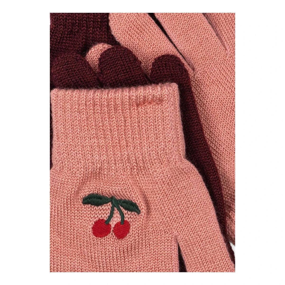 Konges Sløjd - 2 Pairs of Filla Cherry Wool Gloves | Pink