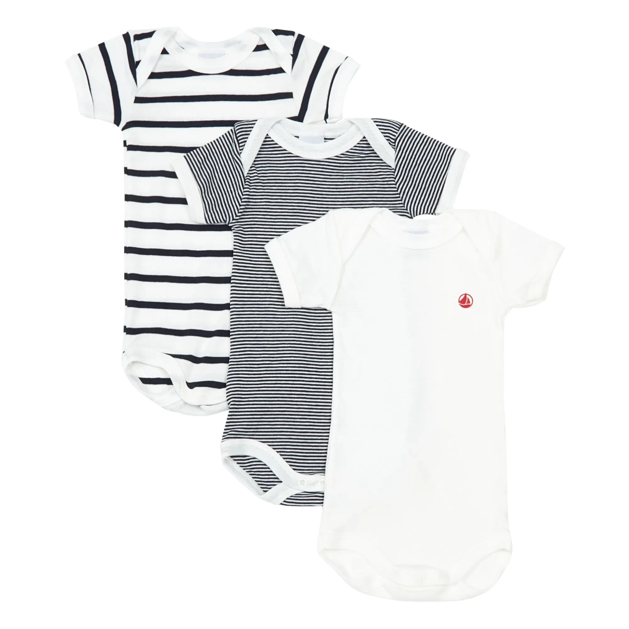 Petit Bateau - 3-Piece Organic Cotton Striped Sleeveless Romper Set | Blue