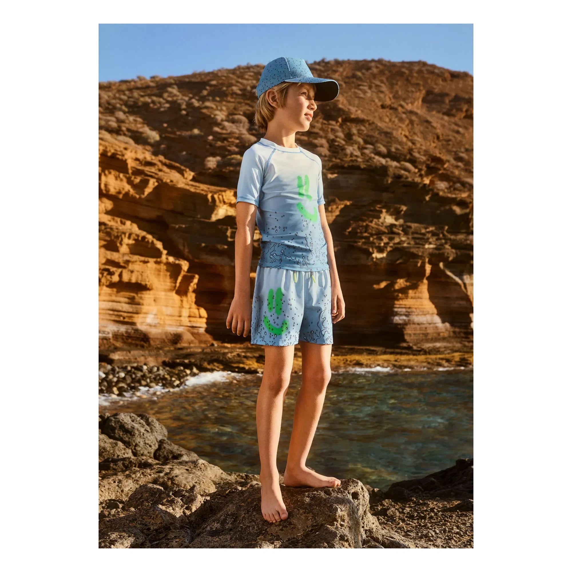 Molo - Niko Splash Recycled Fiber Swimsuit Shorts | Light Blue