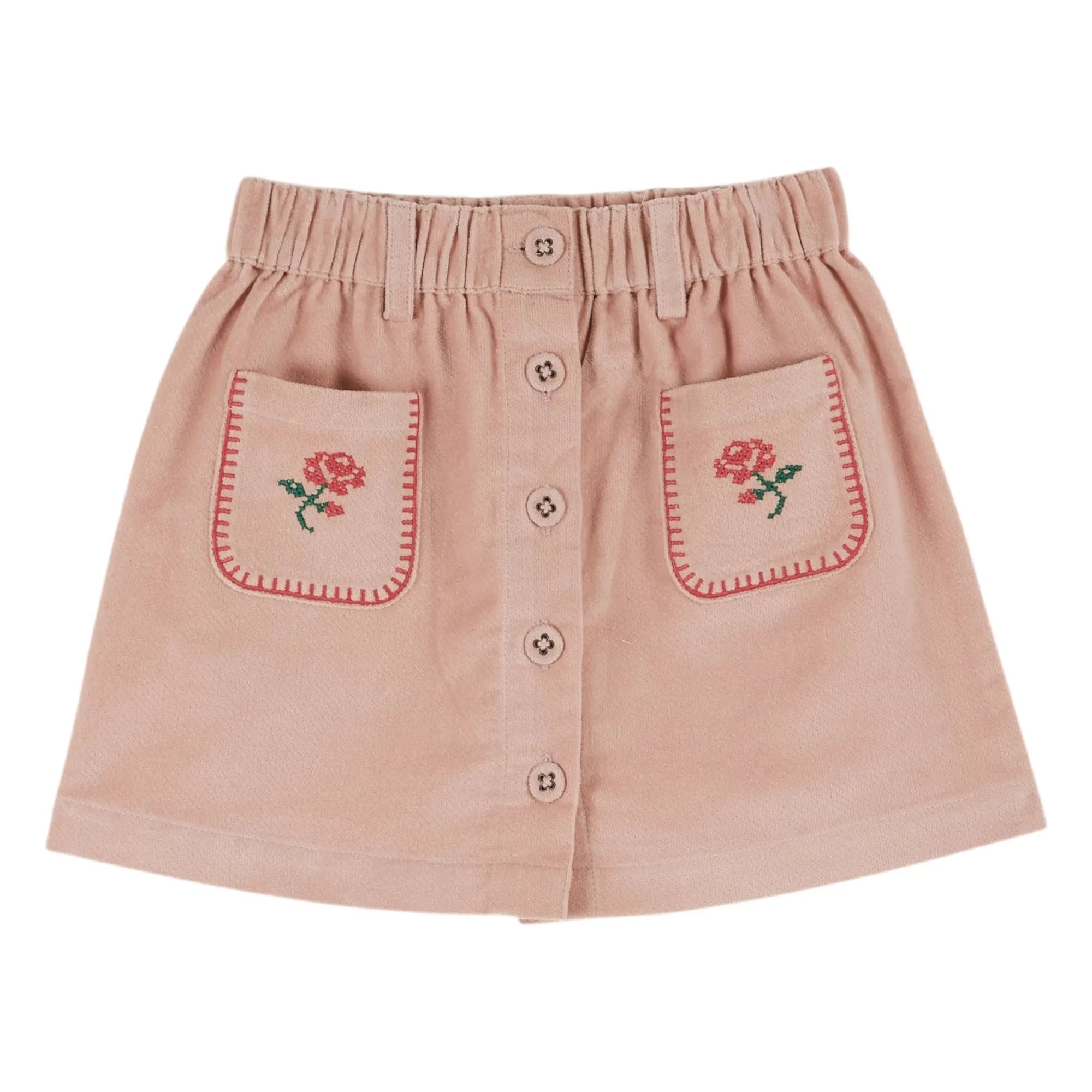Emile et Ida - Embroidered Floral Pocket Skirt | Light Pink