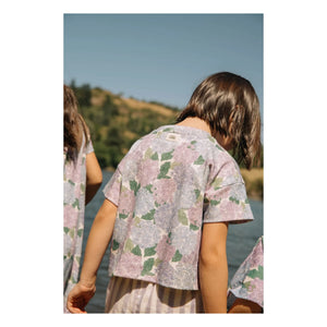 Studio Bohème - Crop Flow T-Shirt with Floral Pattern Organic Cotton | Lilac