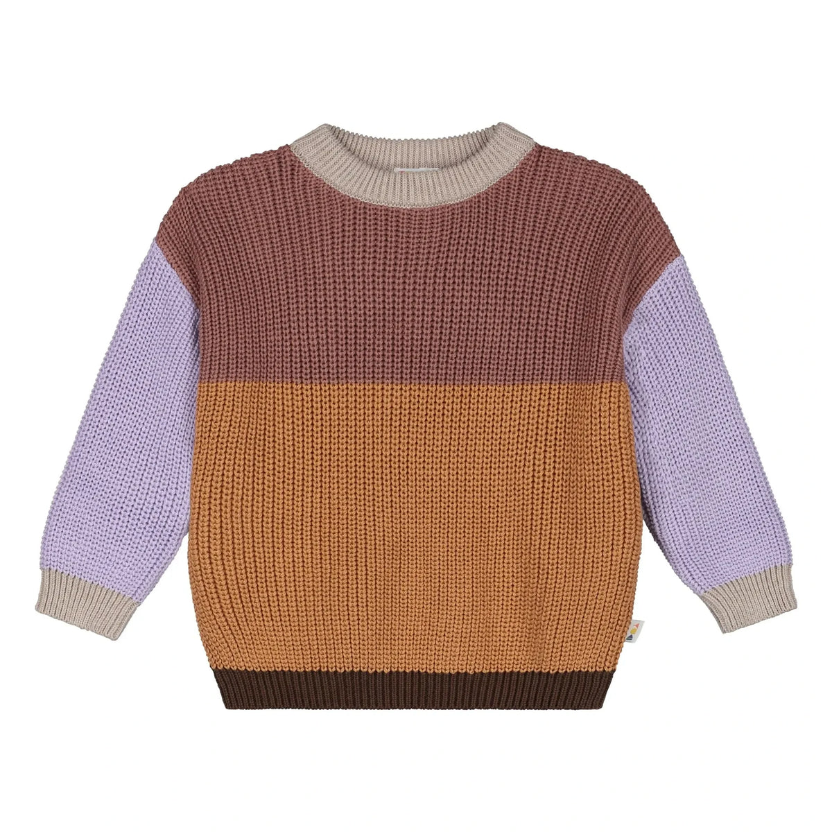 Yuki - Colorblock Organic Cotton Sweater | Brown
