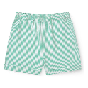 Copenhagen Colors - Striped Seersucker Organic Cotton Sports Shorts | Turquoise