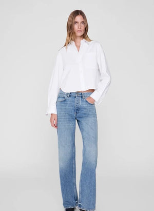 Anine Bing - Scott Cotton Crop Shirt | White