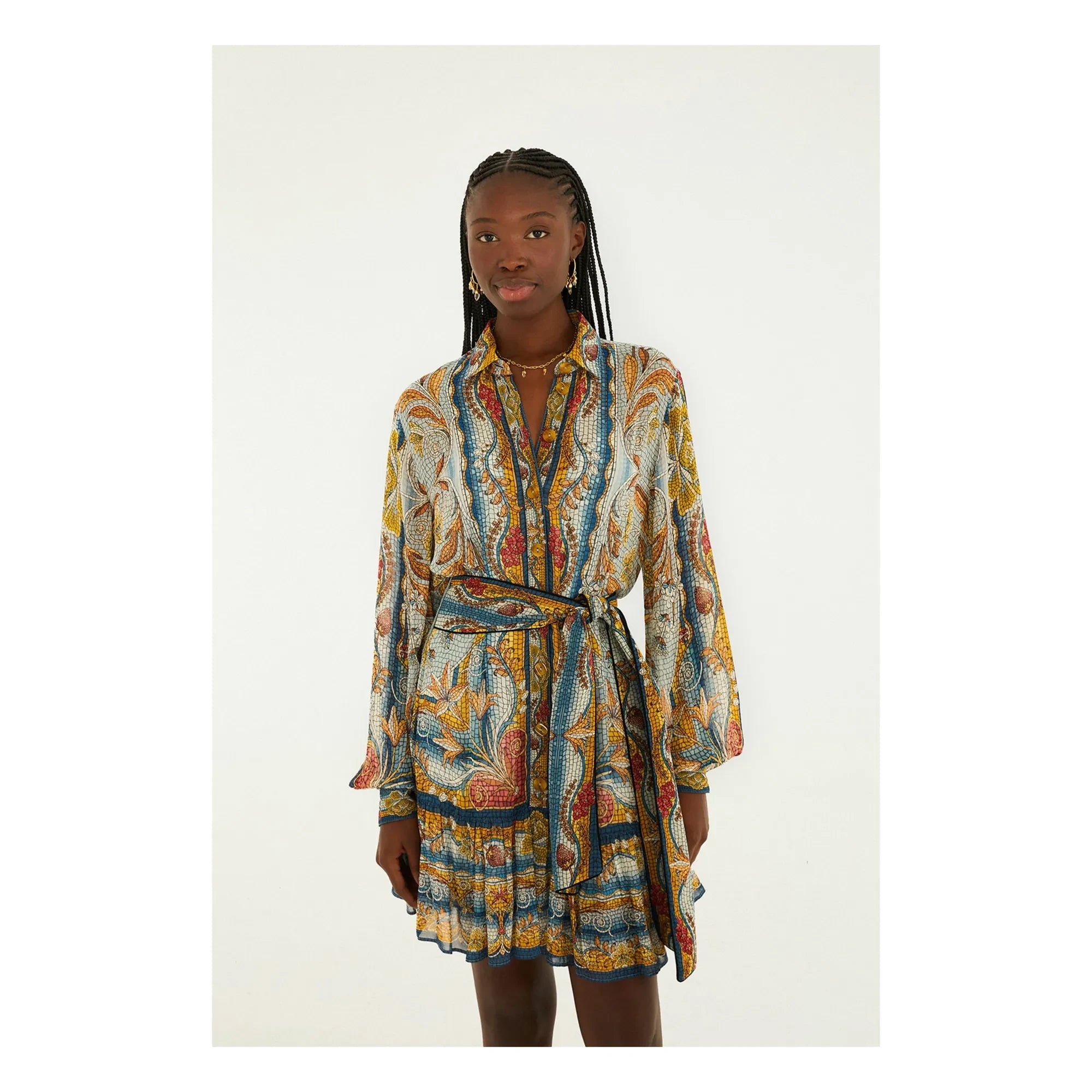 Farm Rio - Mosaic Garden Dress | Blue