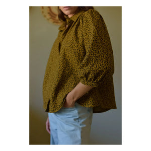 Marlot Paris - Appoline Mini Leopard Pattern Double-Layer Cotton Gauze Blouse - Women's Collection | Brown