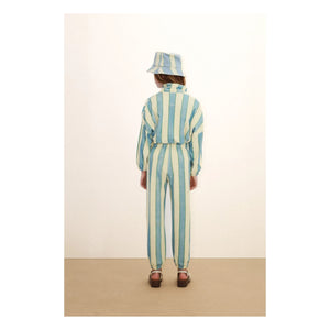 Tinycottons - Organic Cotton Striped Pullover with Buttoned Stand Collar | Light Yellow