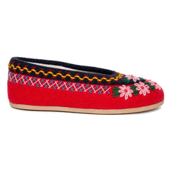 Folkloore - Floral Wool Slippers - Women's Collection | Red