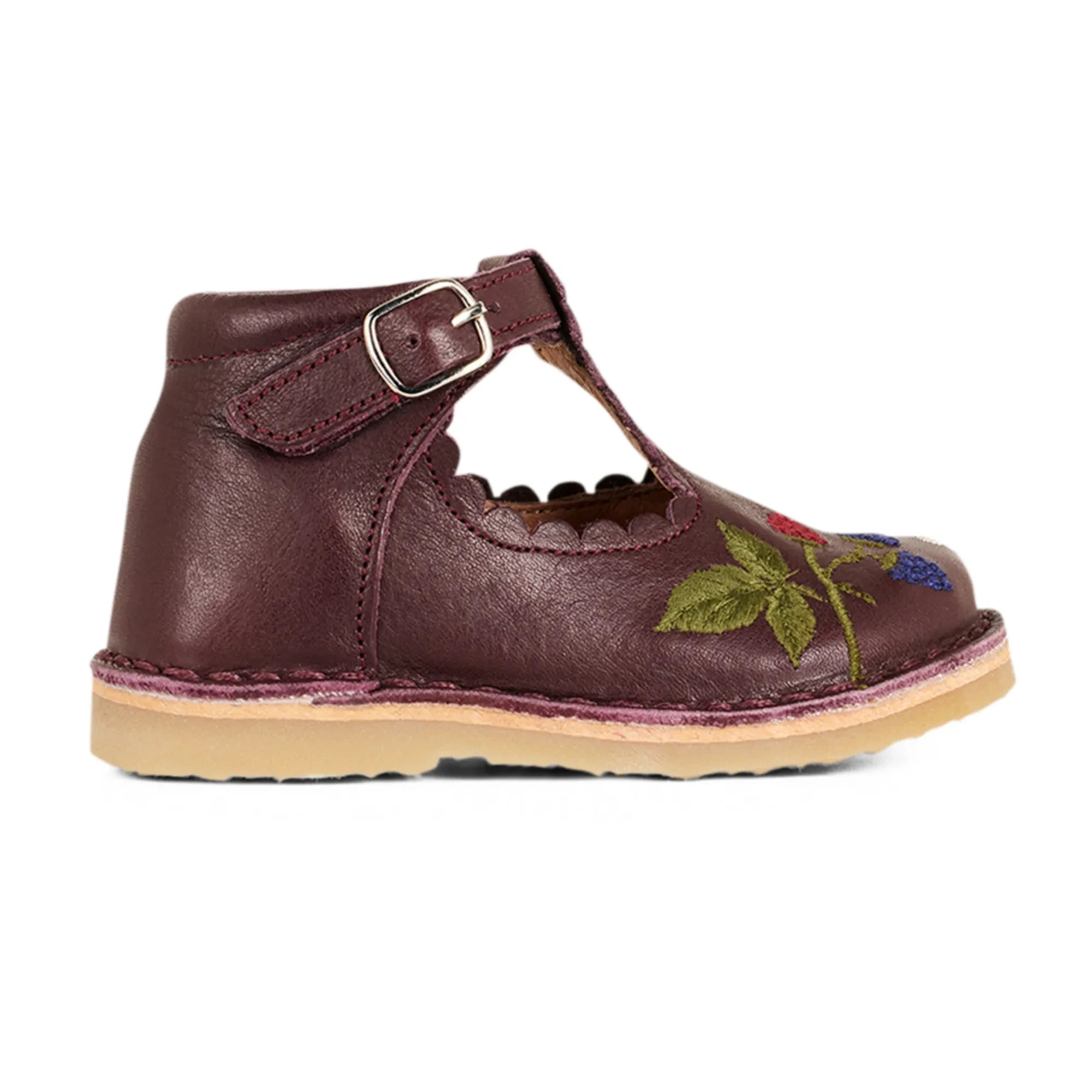Petit Nord - T-Bar Combed Baby Shoes - Uniqua Collection | Plum
