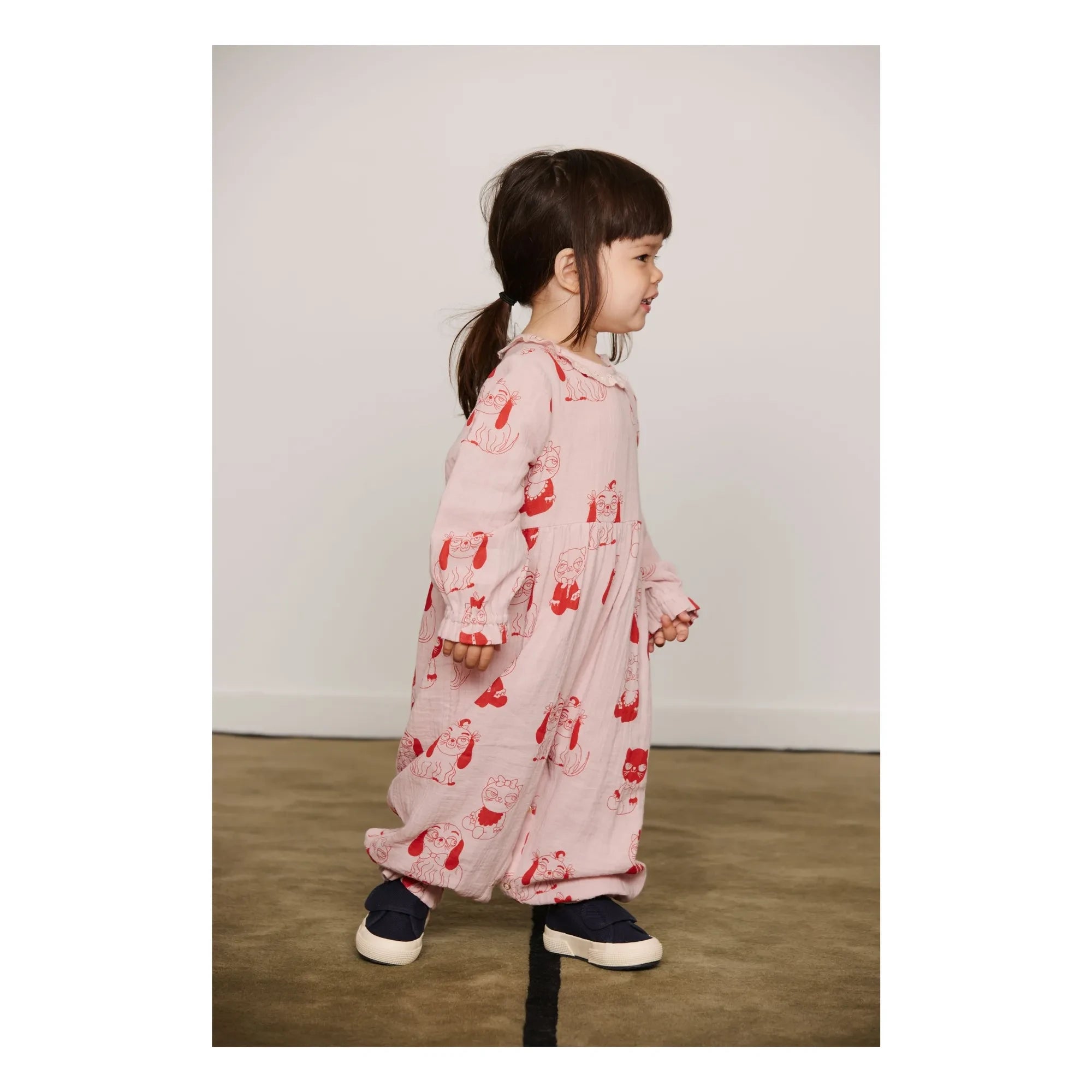 Mini Rodini - Organic Cotton Animal Romper | Pink