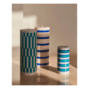 Hay - Striped Column Candle | Blue
