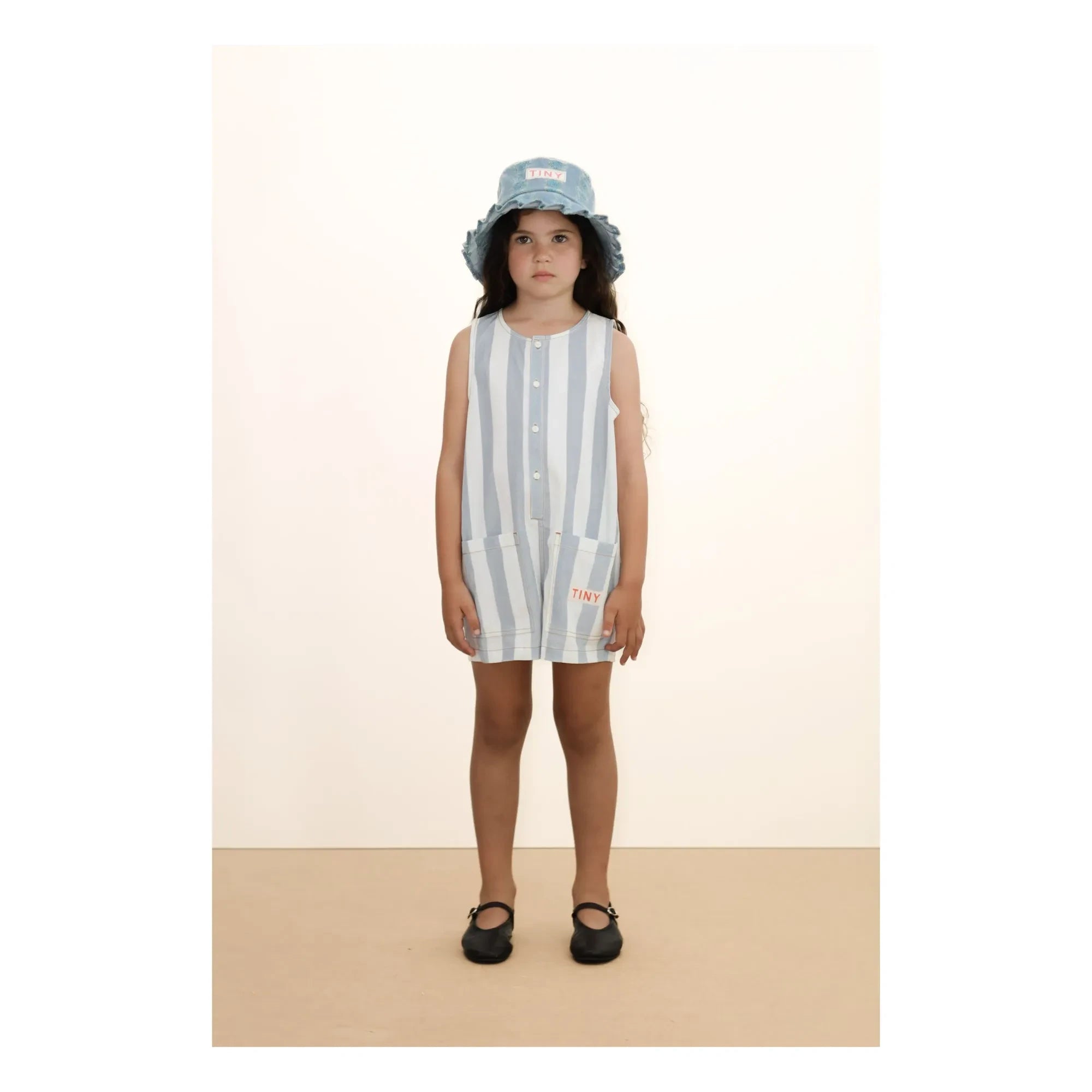 Tinycottons - Blue Thin Striped Twill Romper