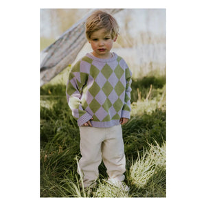 Yuki - Organic Cotton Checkered Sweater | Lilac