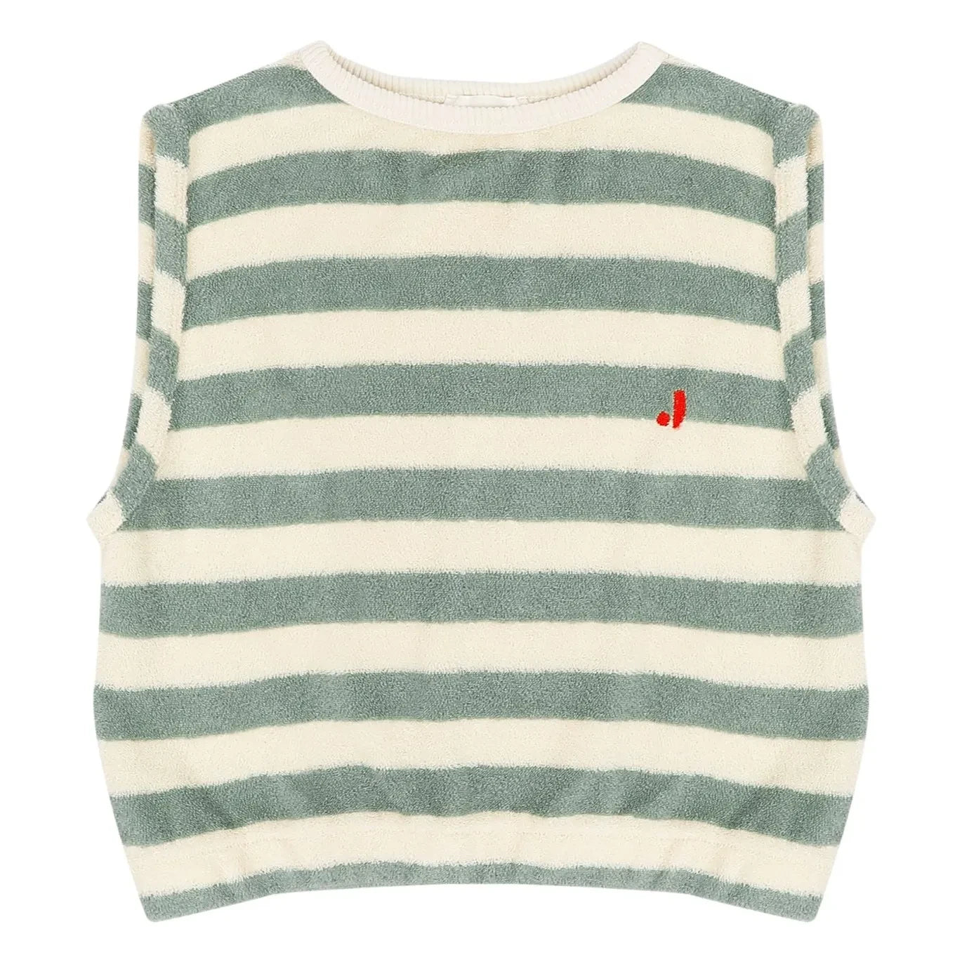 Jenest - Striped Organic Cotton Sleeveless T-Shirt | Khaki