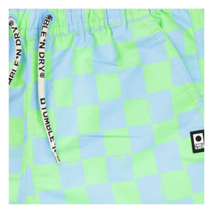 Tumble N'Dry - Manaus Check Recycled Fiber Swimsuit Shorts | Turquoise