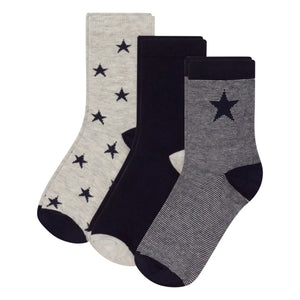 Petit Bateau - 3-Pack Star Socks | Navy Blue