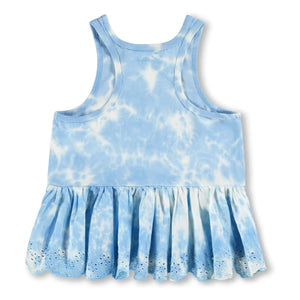 Molo - Rosa Tie and Dye organic cotton ruffle tank top | Light Blue