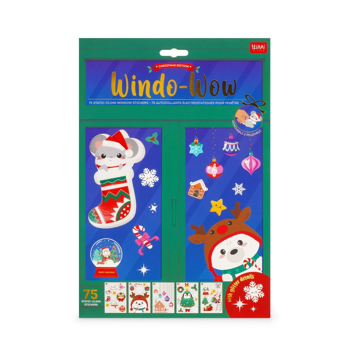 Legami - Set of 75 Static Cling Window Stickers - Windo-Wow
