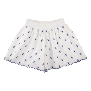 THE LiTTLE POETS - Deolinda Floral Embroidered Shorts | White
