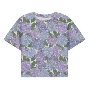 Studio Bohème - Crop Flow T-Shirt with Floral Pattern Organic Cotton | Lilac